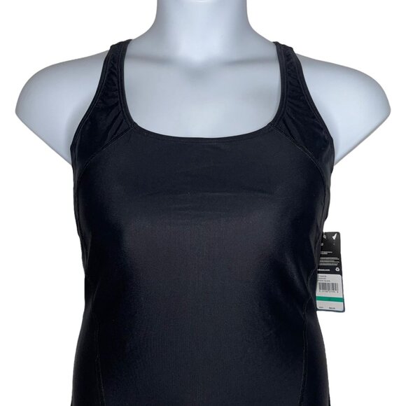 NWT Speedo Powerflex One Piece Swimsuit Womens 6 Ultraback Moderate Cut Black - Picture 2 of 9